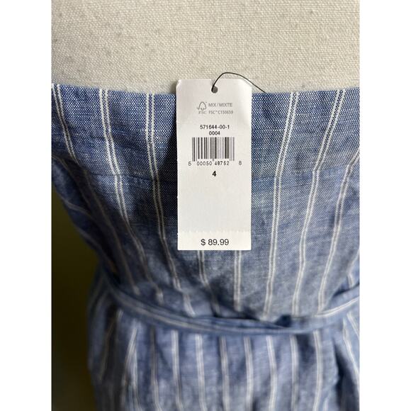 Banana Republic blue stripes linen shift dress with belt, size 4, NWT - Picture 4 of 14
